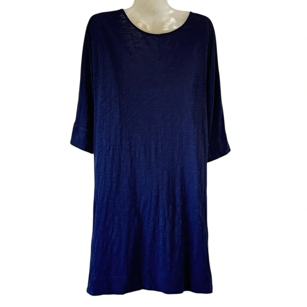 Lilly Pulitzer Eliza Dress True Navy Blue Pima Cotton Stretch Knit Beach Size S